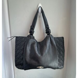 Elliott Lucca Black Leather Quilted Hobo Satchel Oversized Shoulder Bag